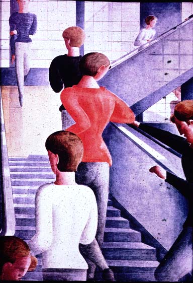 Figure 11. Oskar Schlemmer, Bauhaus Stairway, 1932. Huile sur toile 638x45. Musée d'Art Moderne, New York. Don de Philip Johnson.