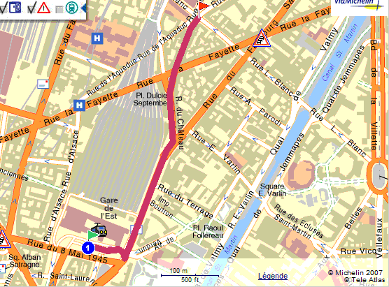 Itinéraire piéton à partir de la Gare de l'Est