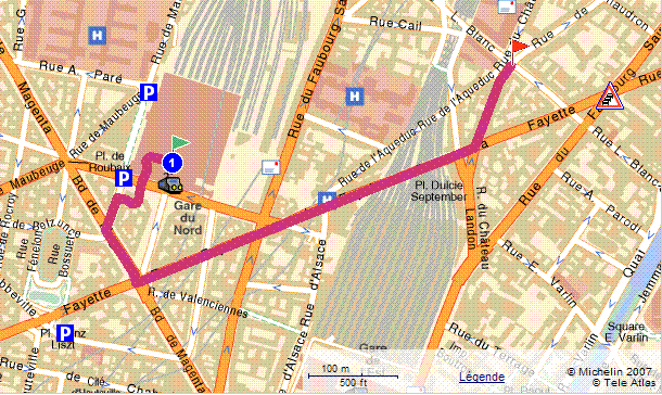Itinéraire piéton à partir de la Gare du Nord